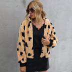 Damen Kuschelige Jacke im farbenfrohen Herzdesign R&B