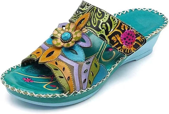 Damen komfortable Riemensandalen mit floralem Design und dekorativen Akzenten R&B