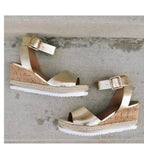 Damen Wedge-Sandalen mit verstellbarem Riemen und bequemer Korksohle R&B