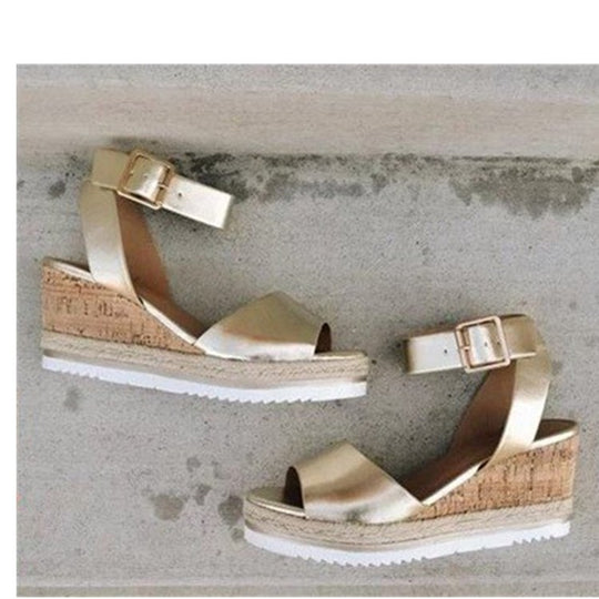 Damen Wedge-Sandalen mit verstellbarem Riemen und bequemer Korksohle R&B