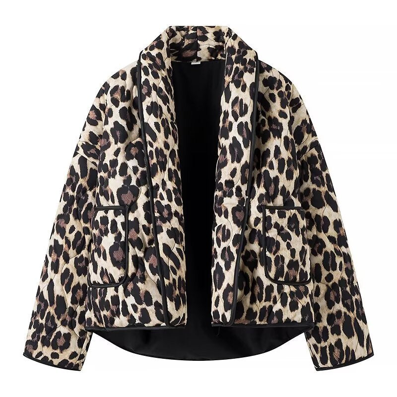 Damen modische Leo-Jacke im lässigen Schnitt mit praktischen Taschen R&B