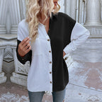 Damen Elegante Bluse mit asymmetrischer Knopfleiste und Brusttasche R&B