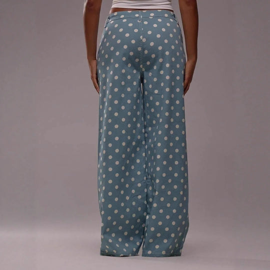 Damen weite Polka-Dot Palazzo-Hosen mit high-waist Schnitt R&B