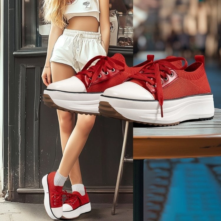 Damen Sportliche Plateau-Sneaker mit atmungsaktiver Oberseite R&B