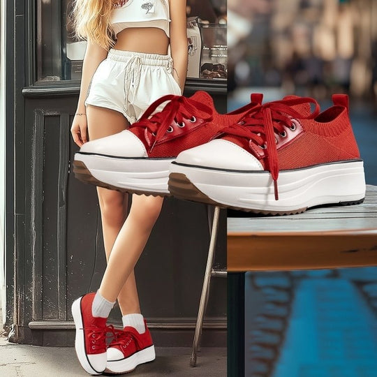 Damen Sportliche Plateau-Sneaker mit atmungsaktiver Oberseite R&B