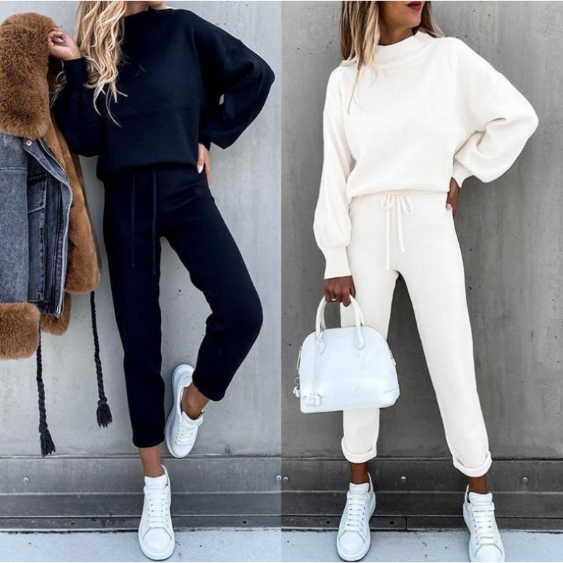 Damen Sportliches Jogginganzug-Set mit komfortablem Schnitt und hohem Kragen R&B