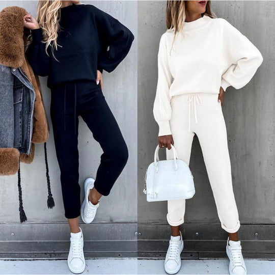 Damen Sportliches Jogginganzug-Set mit komfortablem Schnitt und hohem Kragen R&B