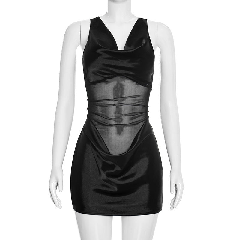 Damen Körperbetontes Minikleid mit tiefem V-Ausschnitt und eleganter Drapierung R&B