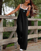 Damen Lässiger Jumpsuit mit weitem Bein und praktischen Taschen R&B