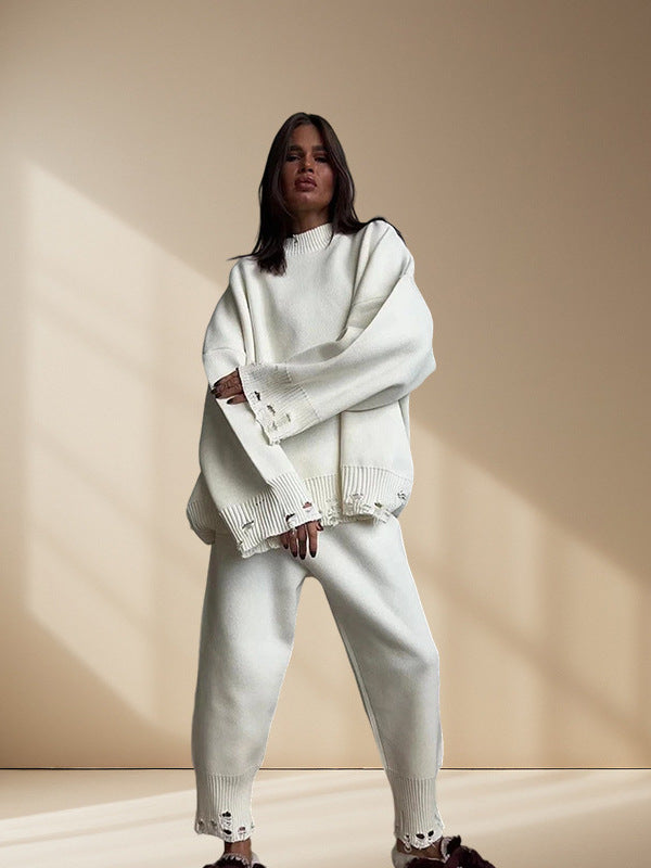 Damen Strickanzug mit oversized Schnitt und modischen Details R&B