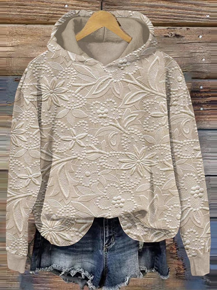 Damen Kapuzenpullover mit floralem Reliefdesign R&B