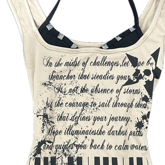 Damen musikalisches Graphic-Tanktop mit einzigartigem Schnitt R&B