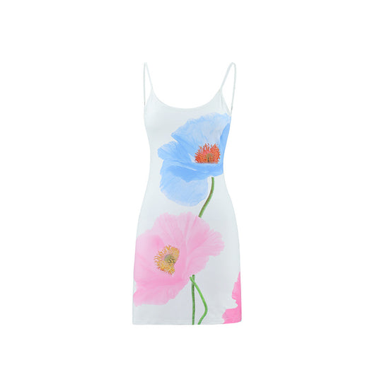 Damen Sommerkleid mit stilvollem Blumendruck und eleganten Spaghettiträgern R&B