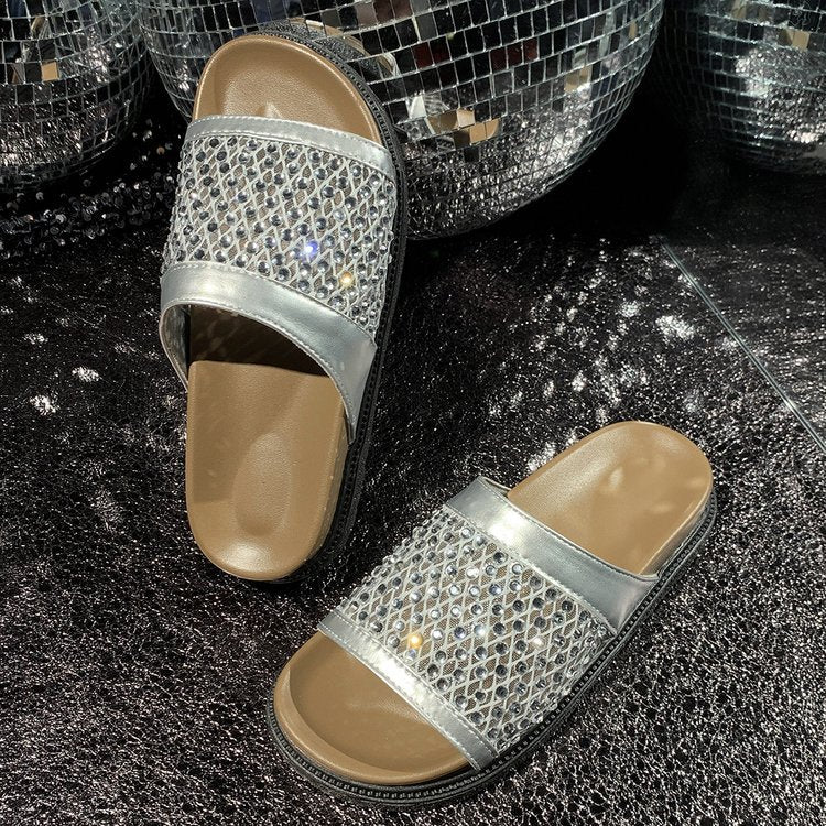 Damen Glamouröse Sandalen mit funkelndem Strassbesatz R&B