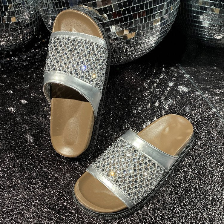 Damen Glamouröse Sandalen mit funkelndem Strassbesatz R&B