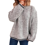 Damen lässiger Wohlfühlpullover mit blockfarbenem Design R&B