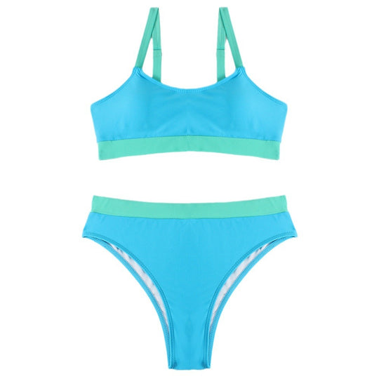 Damen Sport Bikini-Set mit hohem Bund und breiten Trägern R&B