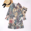Damen Bohemian Kleid mit fließendem Schnitt und Paisley-Muster R&B