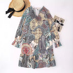 Damen Bohemian Kleid mit fließendem Schnitt und Paisley-Muster R&B