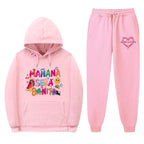 Damen Sweatshirt- und Jogginghose-Set mit buntem Aufdruck