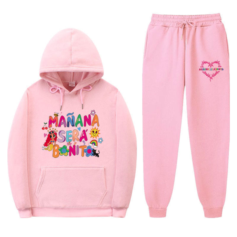Damen Sweatshirt- und Jogginghose-Set mit buntem Aufdruck