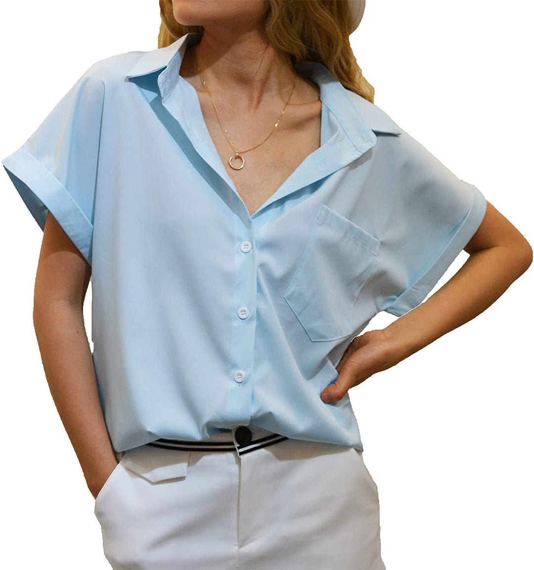 Damen elegant geschnittene Kurzarmbluse R&B