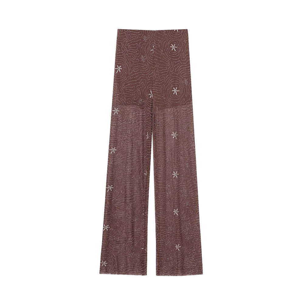 Damen Weite Hosen mit eleganter Stickerei R&B