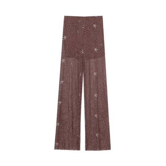 Damen Weite Hosen mit eleganter Stickerei R&B