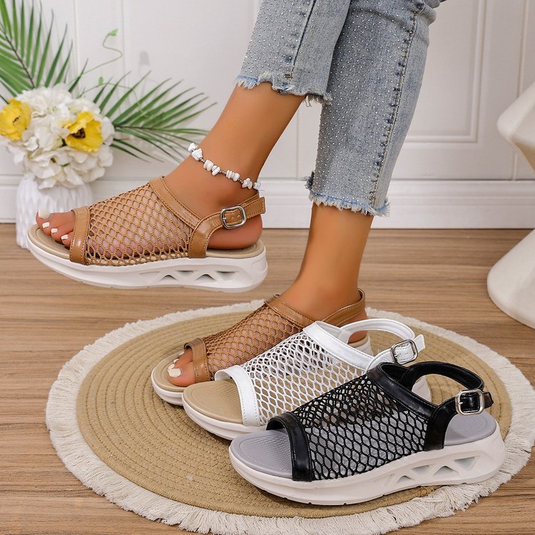 Damen Atmungsaktive Mesh-Sandaletten mit verstellbarem Riemendesign und komfortablem Fußbett R&B