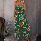 Damen Luftiger Jumpsuit mit floralem Design und verstellbaren Trägern R&B