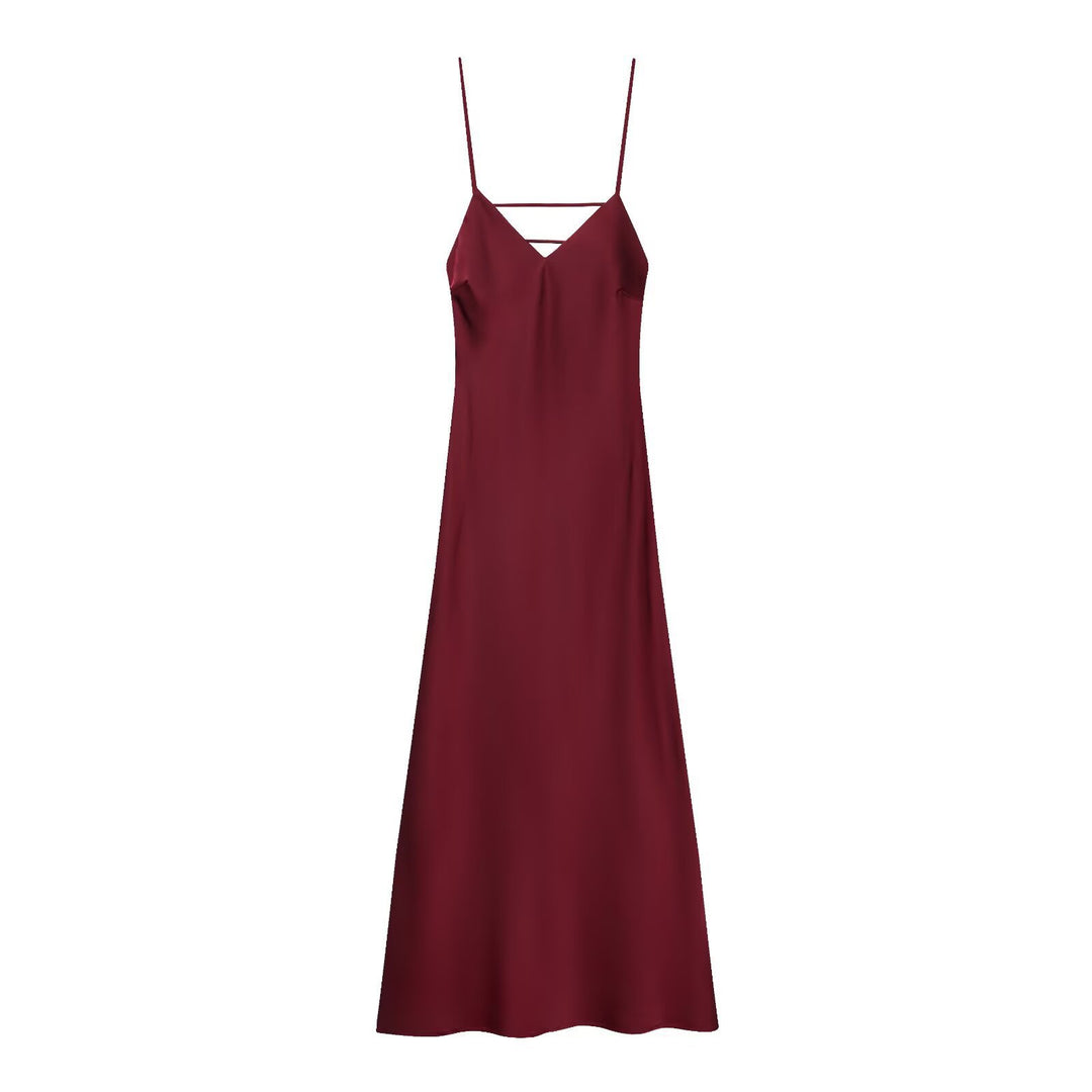 Damen Sommerliches Spaghettiträgerkleid mit schmeichelndem Schnitt und fließendem Stoff R&B