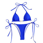 Damen Triangel-Bikini mit verspieltem Knoten und elegantem Goldakzent R&B