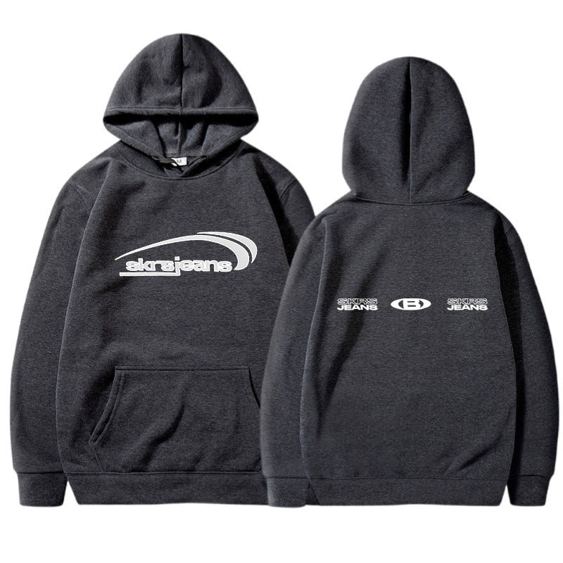Damen Kapuzensweater mit modernem Logo-Design und praktischen Kängurutaschen R&B