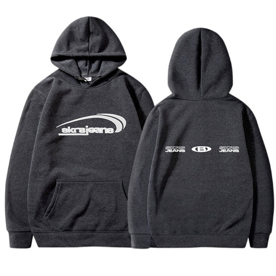 Damen Kapuzensweater mit modernem Logo-Design und praktischen Kängurutaschen R&B
