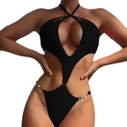 Damen Cut-Out Badeanzug mit schickem Knoten und eleganten Akzenten