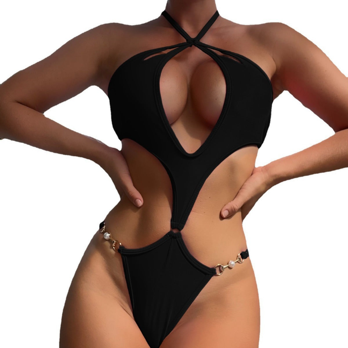 Damen Cut-Out Badeanzug mit schickem Knoten und eleganten Akzenten