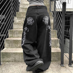 Damen weit geschnittene Baumwollhose mit hohem Taillenbund und praktischen Taschen R&B