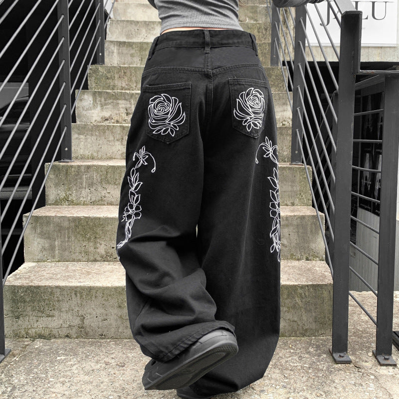 Damen weit geschnittene Baumwollhose mit hohem Taillenbund und praktischen Taschen R&B