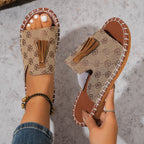 Damen Offene Freizeit-Sandalen mit modischem Quasten-Detail und rutschfester Sohle R&B
