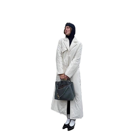 Damen Lange Steppjacke mit elegantem Revers R&B