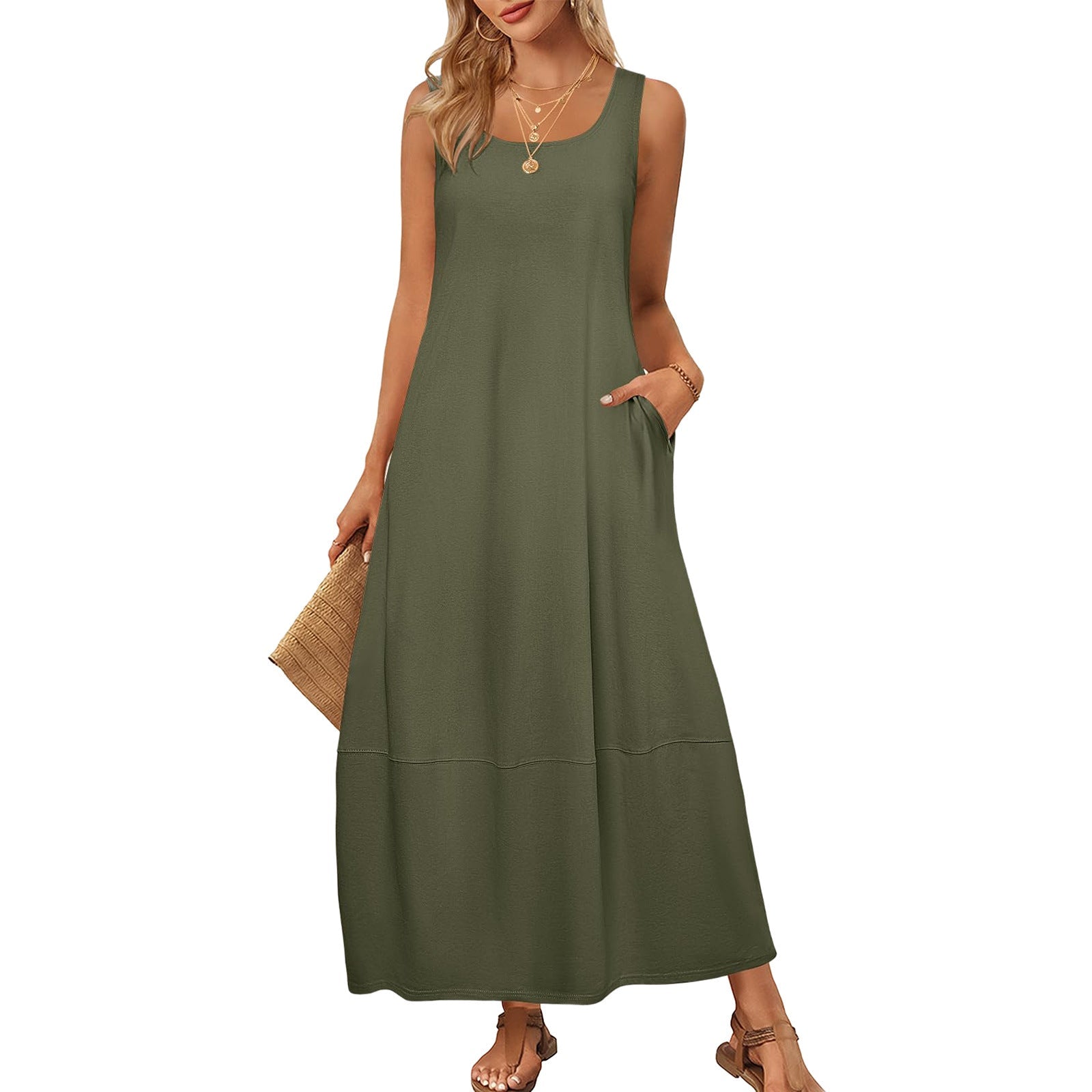 Damen Maxikleid im entspannten Schnitt mit praktischen Taschen R&B
