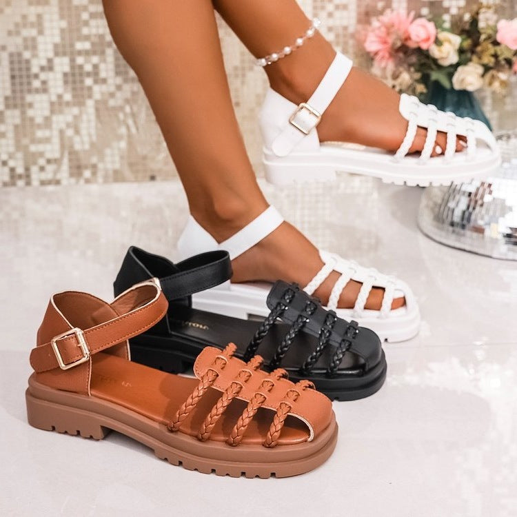 Damen Riemchen-Sandalen mit geflochtenem Design R&B