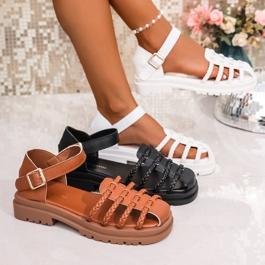 Damen Riemchen-Sandalen mit geflochtenem Design R&B