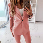 Damen trendiger Blazer-Anzug mit schmalem Schnitt und eleganter Knopfleiste R&B