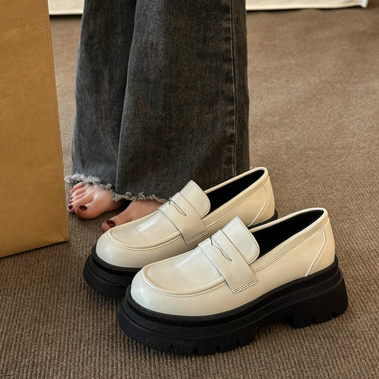 Damen nan modische Plateau-Loafer in Lederoptik mit profilierter Gummisohle und gepolstertem Fußbett R&B