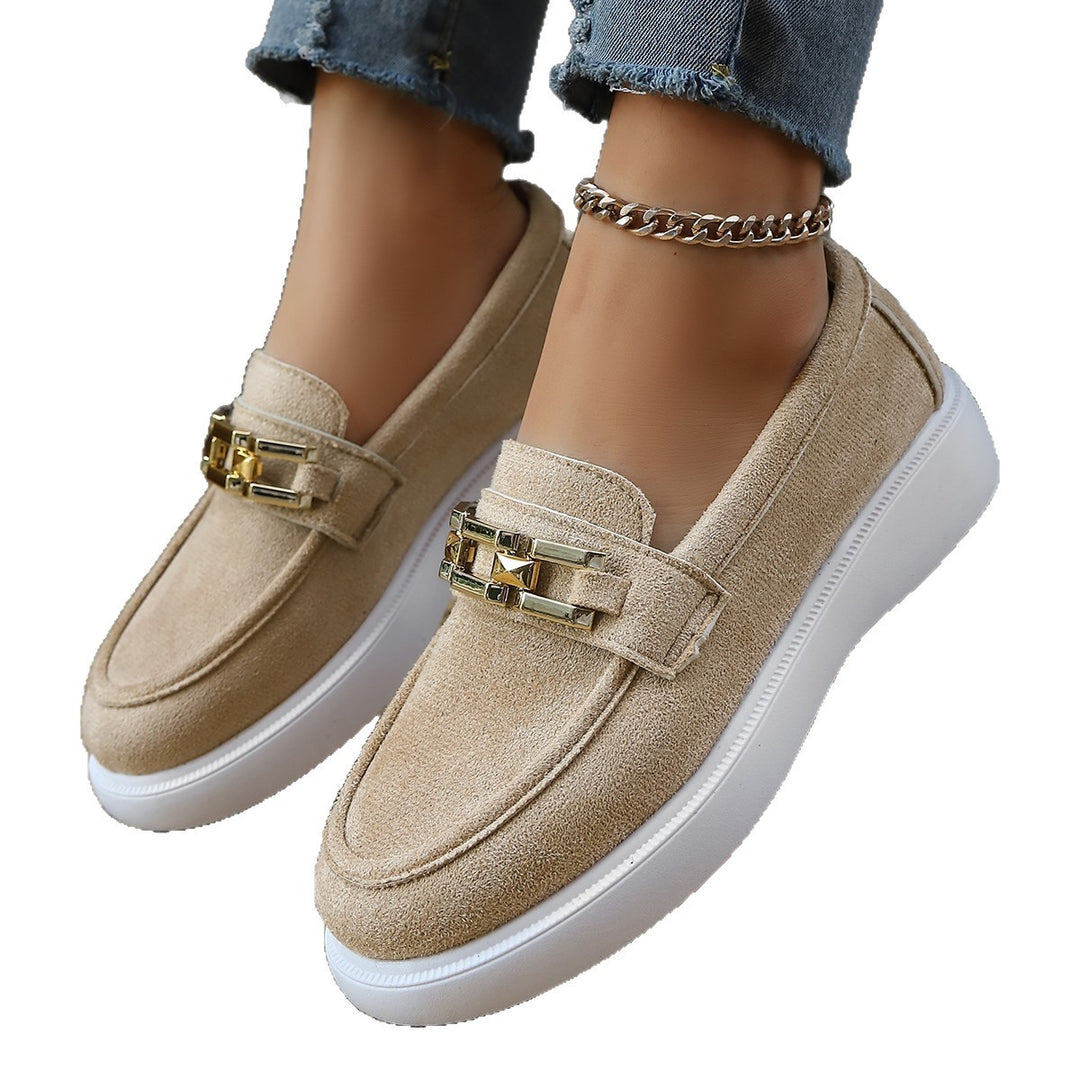 Damen Stylish Slip-On Loafer-Schuhe mit modischem Metall-Element R&B