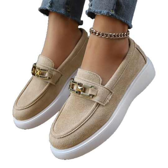 Damen Stylish Slip-On Loafer-Schuhe mit modischem Metall-Element R&B