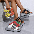 Damen Wedge-Sandalen mit modischen Schnallenakzenten R&B