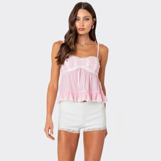 Damen Raffiniertes Sommeroberteil mit Spitzenakzenten und luftiger Silhouette R&B