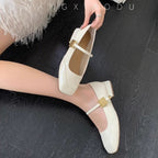 Damen Ballerinas mit glänzender Oberfläche und dekorativem Riemen R&B